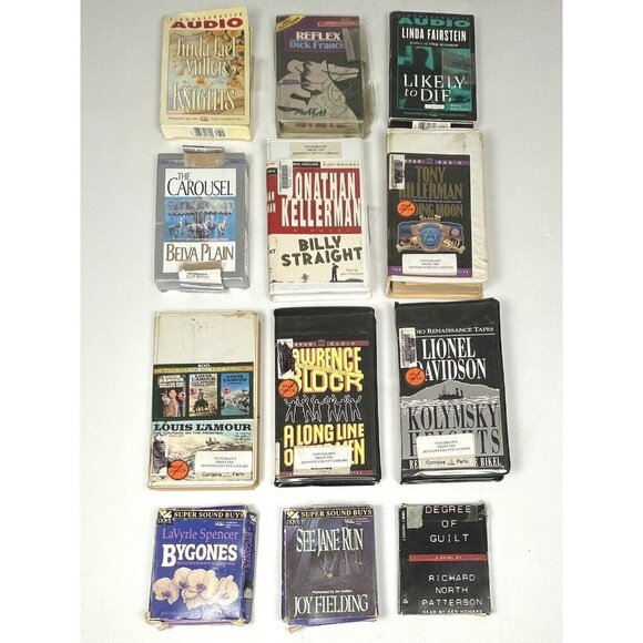 VTG LOT 12 Mystery AUDIOBOOKS on CASSETTE See Jane Run Degree of Guilt Bygones++ - Picture 1 of 2